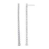 .79ct G SI 14K White Gold Diamond Long Chain Dangle Drop Earrings