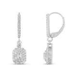 <span>DIAMOND CLOSEOUT! </span> .77ct G SI 14K White Gold Diamond Round & Baguette Dangle Earrings