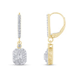 .78ct G SI 14K Yellow Gold Diamond Round & Baguette Dangle Earrings