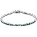 1.21ct 14K White Gold Natural Emerald Tennis Bracelet 7"