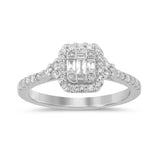 .45ct G SI 14K White Gold Round & Baguette Diamond Women's Ring Size 6.5