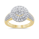 <span>DIAMOND  CLOSEOUT! </span> 1.06ct 10k Yellow Gold Diamond Cluster Cocktail Engagement Ring Size 6.5