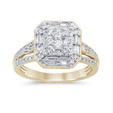 <span style="color:purple">SPECIAL!</span> 1.00ct F SI 14K Yellow Gold Square Diamond Engagement Ring Size 6.5