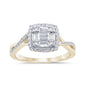 <span style="color:purple">SPECIAL!</span>.49ct G SI 14K Yellow Gold Round & Baguette Diamond Engagement Ring Size 6.5