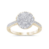 .50ct 14KT Yellow Gold Round Solitaire Cluster Diamond Ring Size 6.5