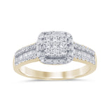.51ct G SI 14K Yellow Gold Diamond Round & Baguette Engagment Ring Size 6.5