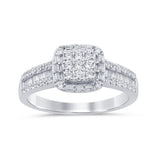 <span style="color:purple">SPECIAL!</span> .50ct G SI 14K White Gold Diamond Round & Baguette Engagement Ring Size 6.5