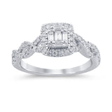 <span style="color:purple">SPECIAL!</span> .48ct G SI 14K White Gold Diamond Round & Baguette Engagement Ring Size 6.5