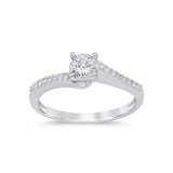 .25ct 14KT White Gold Round Diamond Ring Size 6.5