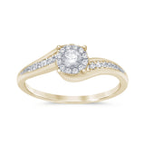 .17ct 14KT Yellow Gold Round Diamond Solitaire Cluster Ring Size 6.5