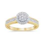 <span style="color:purple">¡ESPECIAL!</span> Anillo de compromiso redondo con forma de flor de diamante de oro amarillo de 14 quilates, 0.32 ct, G SI, talla 6.5