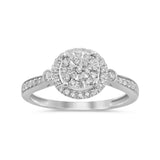 <span>¡VENTA FINAL DE DIAMANTES! </span> Anillo de compromiso y boda de oro blanco de 14k con diamante redondo de .35 ct, talla 6.5