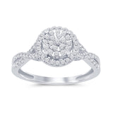 <span style="color:purple">SPECIAL!</span>.35ct 14k White Gold Round Diamond Engagement Wedding Ring Size 6.5