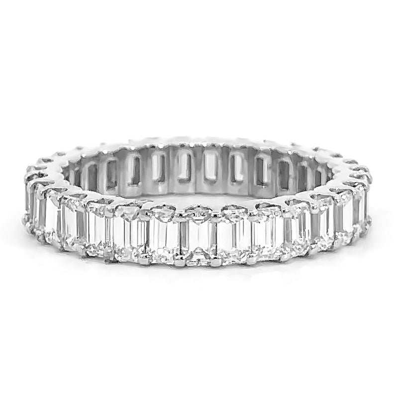 <span style="color:purple">SPECIAL!</span> 2.97ct G SI 14kt White Gold Emerald Cut Diamond Eternity Band Ring Size 6.5
