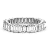 <span style="color:purple">SPECIAL!</span> 3.37ct G SI 14K White Gold Diamond Emerald Cut Eternity Ring Size 6.5