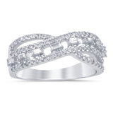 .43ct G SI 14K White Gold Round & Baguette Diamond Band Ring Size 6.5