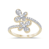 .38ct G SI 14K Yellow Gold Diamond Flower Ring Band Size 6.5