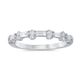 .40ct G SI 14K White Gold Diamond Round & Baguette Band Ring Size 6.5