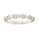 <span style="color:purple">SPECIAL!</span>.42ct G SI 14K Yellow Gold Diamond Round & Baguette Band Ring Size 6.5