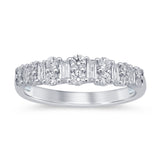 .61ct G SI 14K White Gold Round & Baguette Diamond Band Ring Size 6.5
