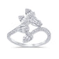 <span style="color:purple">SPECIAL!</span> .60ct G SI 14K White Gold Round & Baguette Diamond Ring  Size 6.5