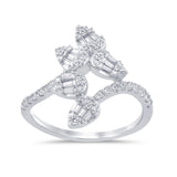 .60ct G SI 14K White Gold Round & Baguette Diamond Ring  Size 6.5