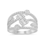 <span style="color:purple">SPECIAL!</span> .67ct G SI 14K White Gold Diamond Round & Baguette Ring Band Size 6.5