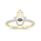 .20ct G SI 14K Yellow Gold Diamond Hand of Hamsa Ring Band Size 6.5