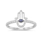.20ct G SI 14K White Gold Diamond Hand of Hamsa Ring Band Size 6.5
