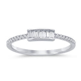 .20ct G SI 14K White Gold Round & Baguette Diamond Band Ring Size 6.5