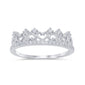 .19ct 14k White Gold Diamond Crown Princess Heart Ring Size 6.5