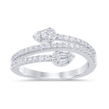<span style="color:purple">SPECIAL!</span> .50ct G SI 14K White Gold Round & Baguette Diamond Wrap Around Band Ring  Size 6.5