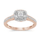 <span style="color:purple">SPECIAL!</span>.27ct G SI 14K Rose Gold Square Halo Diamond Engagement Promise Ring Size 6.5