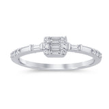 <span>DIAMOND CLOSEOUT! </span>.24ct G SI 14K White Gold Round & Baguette Diamond Engagement Ring Size 7