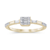 .26ct G SI 14K Yellow Gold Round & Baguette Diamond Engagement Ring Size 7