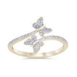 .18ct G SI 14K Yellow Gold Diamond Butterfly Band Ring Size 6.5