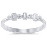 .12ct G SI 14K White Gold Round & Baguette Diamond Band Ring  Size 6.5