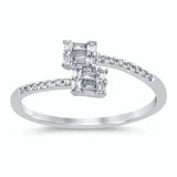 .16ct G SI 14K White Gold Round & Baguette Diamond Band Ring Size 6.5