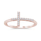 .12ct 14k Rose Gold Sideways Cross Diamond Ring Size 6.5