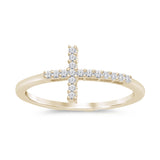 <span>DIAMOND CLOSEOUT! </span>.11ct 14k Yellow Gold Diamond Sideways Cross Ring Size 6.5