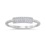 .13ct G SI 14K White Gold Diamond Beaded Band Ring Size 6.5