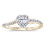 .16ct G SI 14K Yellow Gold Round & Baguette Diamond Engagement Ring Size 6.5