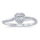 .17ct G SI 14K White Gold Round & Baguette Diamond Engagement Ring Size 6.5