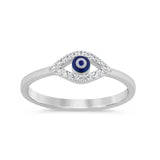 .08ct G SI 14K White Gold Diamond Evil eye Ring Band Size 6.5