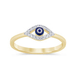 .09ct G SI 14K Yellow Gold Diamond Evil Eye Ring Band Size 6.5