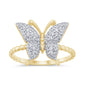 <span style="color:purple">SPECIAL!</span> .36ct G SI 14K Yellow Gold Diamond Butterfly Ring Band