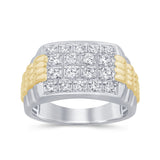 <span style="color:purple">SPECIAL!</span> 1.01ct G SI 14K Two Tone Gold Diamond Mens Band Ring Size 10