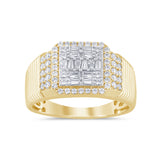 1.01ct G SI 14K Yellow Gold Diamond Mens Band Ring Size 10