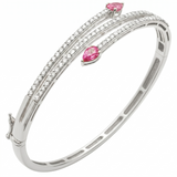 <span style="color:purple">SPECIAL!</span> 2.22ct G SI 14KT White Gold Diamond & Pink Sapphire Bangle Bracelet