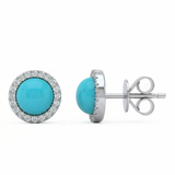 2.02ct G SI 14kt White Gold Diamond & Turquoise Gemstone Stud Earrings